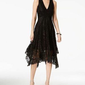 TAYLOR MISSES SIZE 12 BLACK LACE HANDKERCHIEF HEM SLEEVELESS DRESS